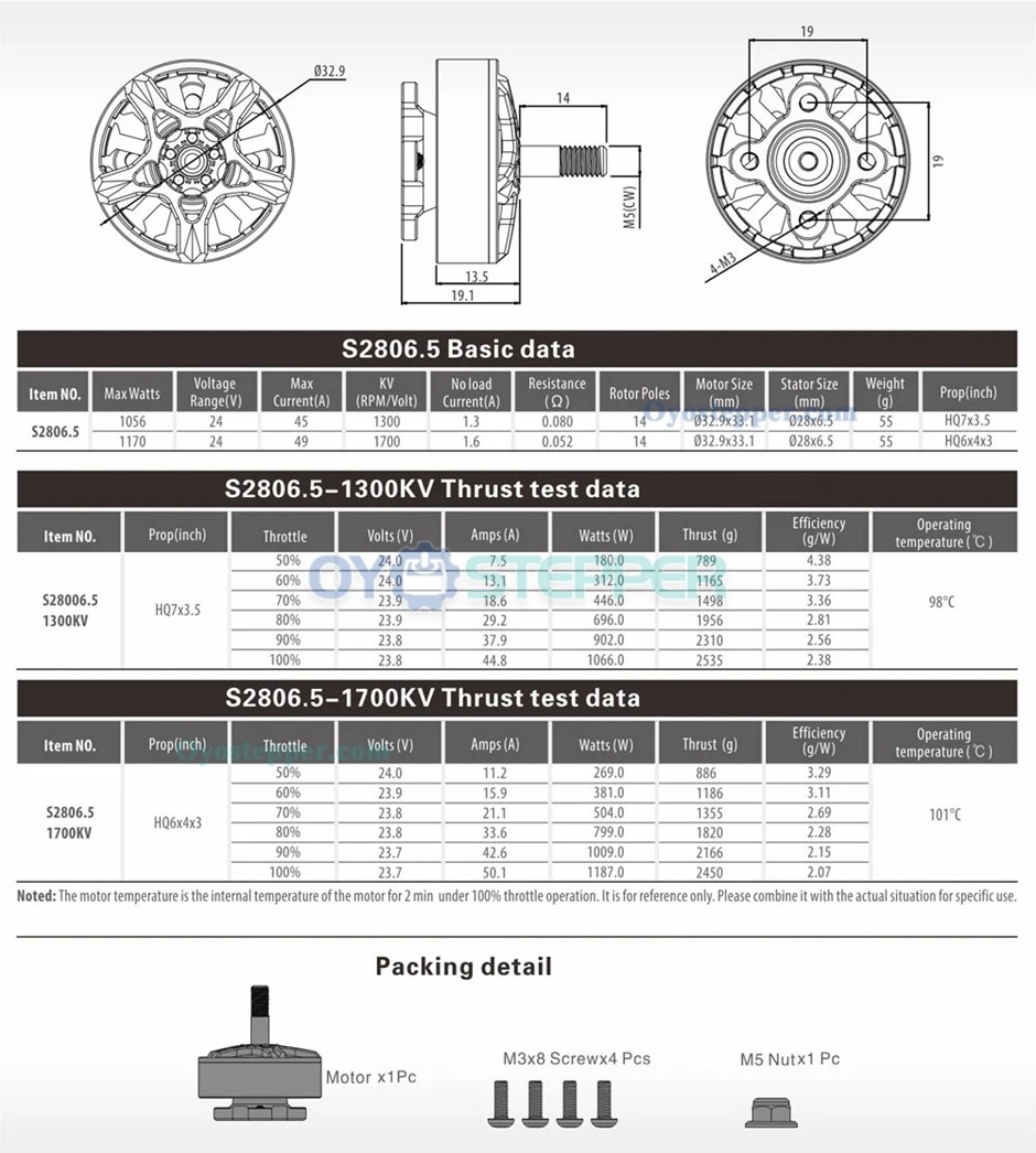 Surpass Hobby S2806.5 1300KV /1700KV RC Quadcopter Model Brushless DC Motor for RC Drone FPV Racing